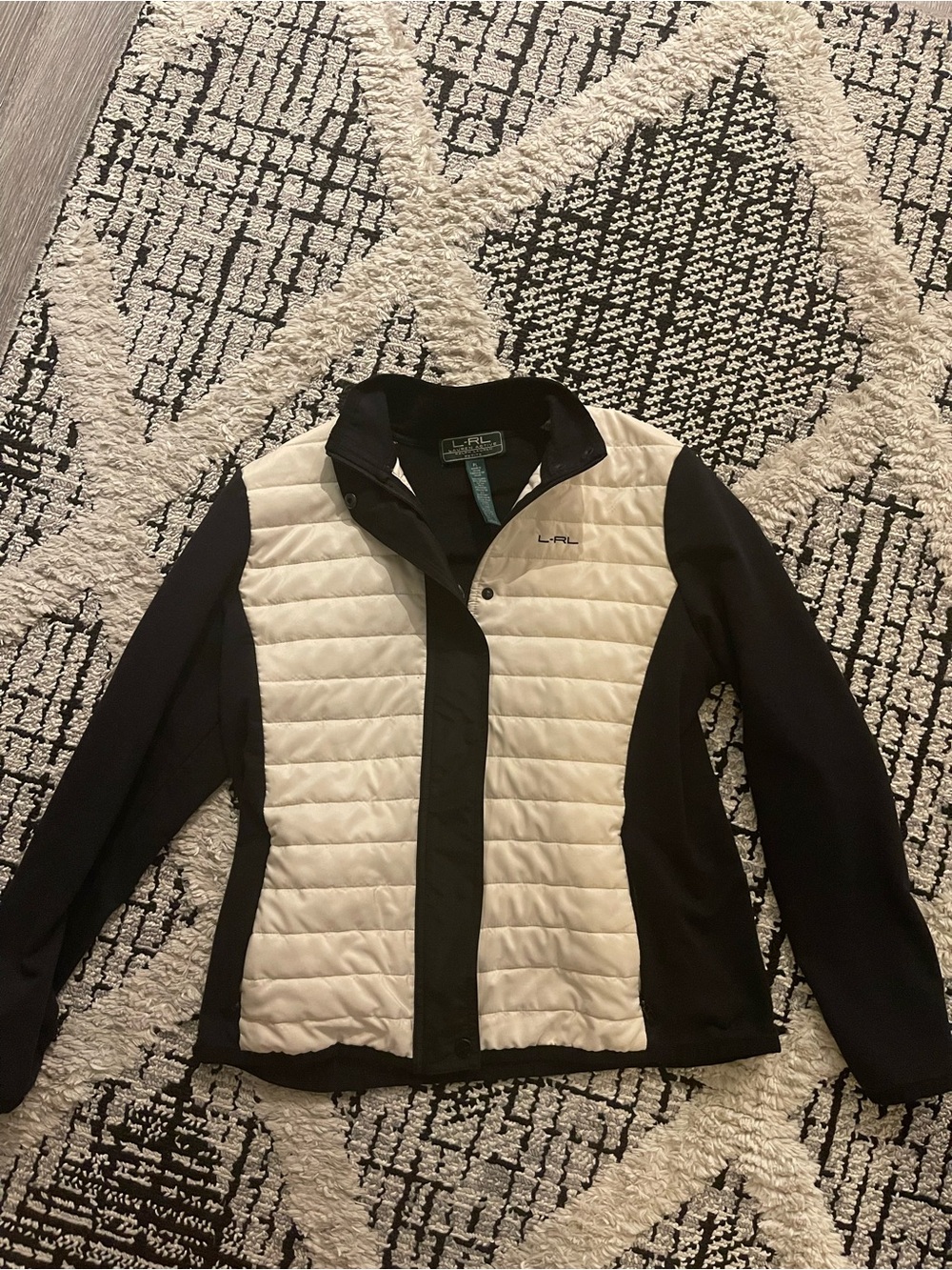 Ralph Lauren Active Two-Tone Quilted Front Jacket - Black & Cream